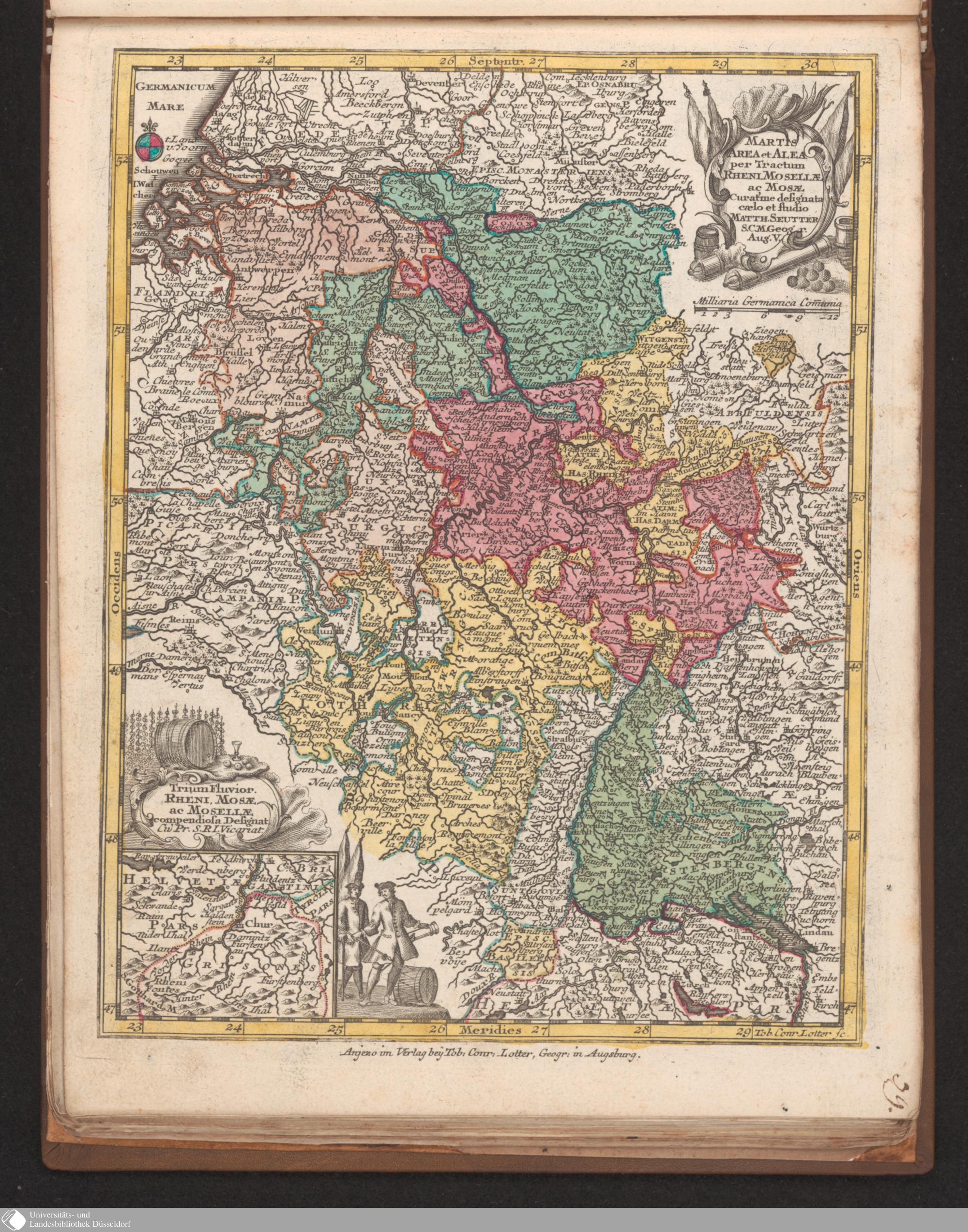Seutter,  Matthäus: Martis Area et Alea per Tractum Rheni Mosellae ac Mosae", Augsburg ca. 1740sel-Maas-ca-1750.jpg